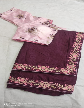 wine dola feb with beautiful thread & jari work | blouse - heavy work stitch blouse  fabric jari work work ethnic 