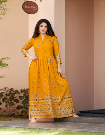 yellow 14kg rayon | length - 52 fabric printed work party wear 