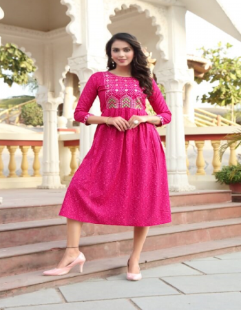 pink heavy rayon | length - 45 fabric embroidery work ethnic 