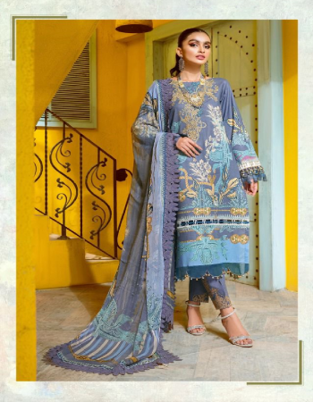 blue top - pure cotton embroidery | bottom - cotton solid | dupatta - cotton mal mal print [ pakistani copy ] fabric embroidery work casual 