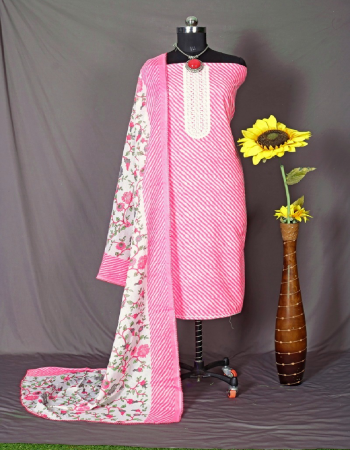 pink top - pure cotton print with embroidery work | bottom - cotton soild dyed | dupatta - pure cotton print fabric embroidery work ethnic 