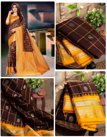 brown gadwal silk fabric weaving work ethnic 