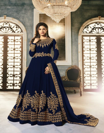 navy blue top - georgette with coding work | sleeves - georgette with embroidery work | inner & bottom - santoon | dupatta - georgette with coding work | length - max upto 56 | size - max upto 44 | flair - 3.50 m | type - semi stitched fabric embroidery work casual 
