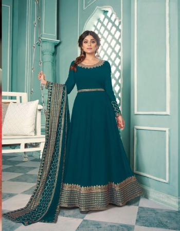 rama top - heavy georgette embroidery sequance chen stitch & stone work | sleeve - georgette stone embroidery sequance | inner - santoon | bottom - santoon | dupatta - georgette with embroidery chenstitch work | top length - 54 max upto | size - 44 max upto | type - semi stitched  fabric embroidery work festive 