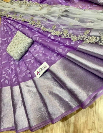 purple lehenga - soft organza silk with silver big border ( 3 m) | blouse - 0.90 m | dupatta - 2.4 m fabric weaving work party wear 