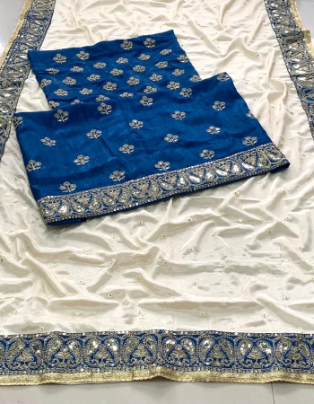 white saree - chinon silk | blouse - satin banglory silk fabric heavy embroidery work ethnic 
