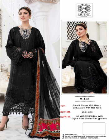 black top - cemrik cotton with heavy embriodery with moti work | bottom - semi lawn | dupatta - net with embroidery with digital print border with gpo less [ pakistani copy ] fabric heavy embroidery work ethnic 