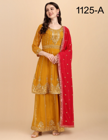 yellow top - heavy fox georgette with embroidery work with 7mm sequance | inner - santoon | length - max upto 44 | size - max upto 48 | plazzo - heavy fox georgette with embroidery work with 7mm sequance with inner attached | length - max upto 43 | size - max upto 46 | dupatta - heavy fox georgette with embroidery work with sequance with 4 side less with 7mm sequance fabric embroidery work festive 