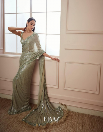 pista saree - heavy georgette | blouse - mono banglori fabric sequance work festive 
