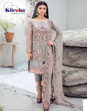 grey top - georgette with embroidery sequance work ( including sleeves ) | bottom - santoon with patch work | dupatta - nazmeen with embroidery work | type - semi stitched | size - fits upto 56 | length - 40