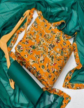 orange top - heavy rayon print with foil 14kg ( 1.90 m) | bottom - cotton ( 2 m) | dupatta - chinon heavy 4 side less ( 2.10 m) fabric printed work ethnic 