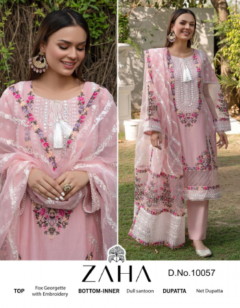 pink top -georgette with heavy embroidered | bottom - dull santoon with work | dupatta - nazmin with heavy embroidered | inner - santoon  fabric embroidery work festive 