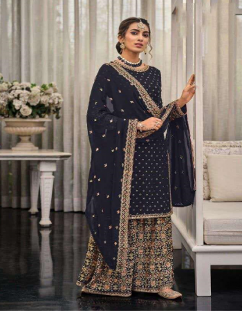 black top - georgette with embroidery work stone work | sleeves - georgette with embroidery stone work | inner - santoon | plazzo - georgette with embroidery work with inner - attached ( santoon ) | dupatta - heavy net with embroidery work lace | length - max upto 40 | size - max upto 48 | type - semi stitched  fabric embroidery work ethnic 