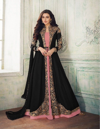 black top - georgette | koti - georgette with coding embroidery work | sleeves - coding georgette with embroidery work with stone work | inner - santoon | bottom - santoon | dupatta - nazmin chiffon | length - max upto 56 | size - max upto 44  fabric embroidery work festive 