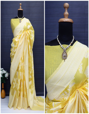 yellow tussar cotton silk with weaving fabric weaving work festive 