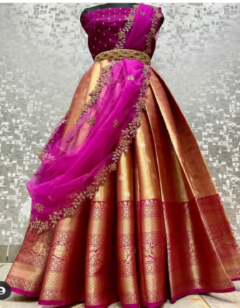 pink lehenga - pure kanjivaram silk ( 3 m) | blouse - jacquard fabric ( 1 m ) | dupatta - organza with two side piping (2.20m)  fabric zeri work work party wear 