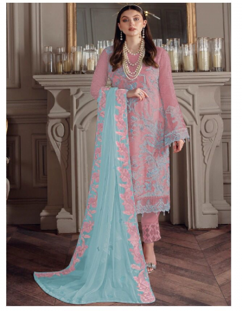 pink top - georgette with sequance embroidery work | dupatta - nazneen with embroidery work | bottom - santoon with patch work | inner - santoon | length - 44 