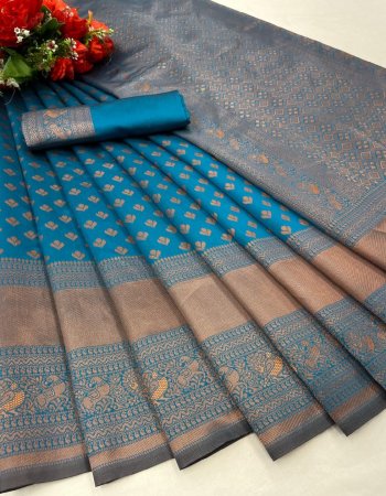 sky blue pure handloom kanchipuram silk fabric weaving work casual 