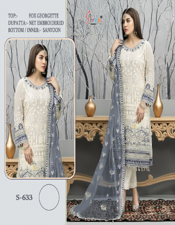 white top - fox georgette | dupatta - najmeen with embroidery | bottom and inner - santoon fabric embroidery work festive 
