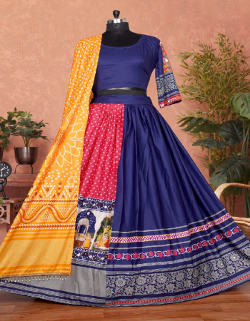 navy blue lehenga - soft buttersilk | inner - micro cotton | length - 42 - 44 inch | flair - 4 m | type - semi stitched | blouse - soft buttersilk | type - unstitched ( 1.20 m) | dupatta - soft buttersilk with digital printed ( 2.20 m)  fabric digital printed work ethnic 
