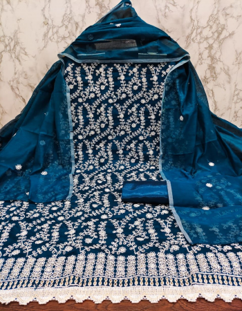 rama top - heavy modal embroidery ( 2 m) | inner - santoon ( 1.6 m) | bottom - santoon ( 2 m) | dupatta - chanderi work ( 2.1m) fabric embroidery  work party wear 