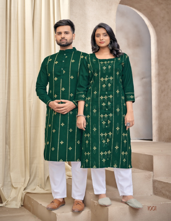 dark green kurti - top - pure cotton with foil print & stylish pattern with center cut | pant - pure cotton stitched pant with pocket | size - m ( 38 ) | l ( 40 ) | xl ( 42 ) | xxl ( 44 ) | kurta - pure cotton with foil print & pocket with exclusive button | payjama - pure cotton stitched | size - m ( 41 ) | l ( 43 ) | xl ( 45 ) | xxl ( 47 )  fabric printed work wedding 