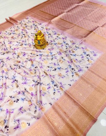 pink soft silk with digital printed  fabric printed work ethnic 