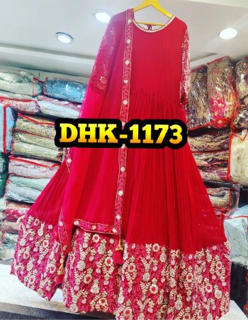 pink gown - heavy faux georgette | sleeves - half sleeves with embroidery | inner - heavy micro cotton | dupatta - net with heavy embroidery lace border | length - 56 - 58 inch | gown flair - 3 m fabric embroidery work festive 