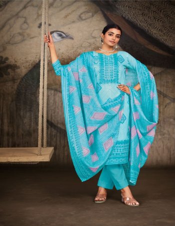 sky blue top - cotton exclusive designer print ( 2.50 m ) | dupatta - cotton mal mal print ( 2.30 m appx ) | bottom- cotton salwar ( 3m appx ) fabric printed work ethnic 