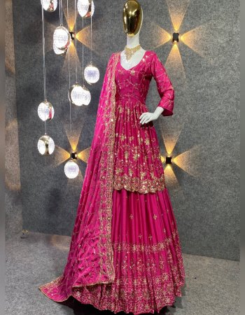 pink lehenga - chinon silk material | inner - micro cotton | length - 41 -42 inch | flair -  3.20 m | lehenga type - semi stitched | top  - chinon silk  with sequance embroidery work | top length - 36 