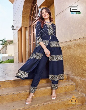 navy blue rayon 14kg foil printed | pattern - center cut fabric printed work casual 