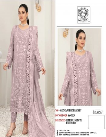 purple top - pure organza embroidery with moti work | dupatta - pure net with embroidery work with cut work | inner - santoon | bottom - santoon fabric embroidery work party wear 