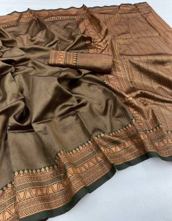 dark green banarasi soft silk fabric weaving work ethnic 