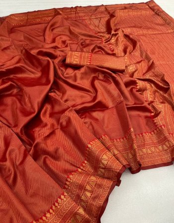 red banarasi soft silk fabric weaving work party wear 