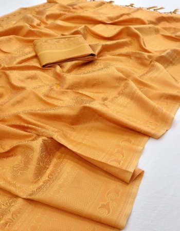 yellow sattin base kanchivaram silk  fabric weaving work casual 