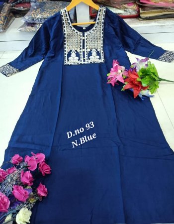 navy blue kurti - 14kg rayon with embroidery work | plazzo - cotton chikan work  fabric embroidery  work casual 
