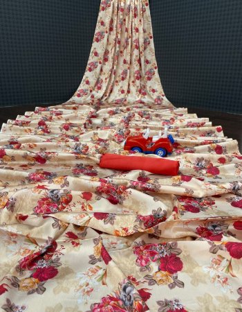 yellow saree - heavy japan satin ( devasena ) | blouse - plain satin ( 0.80 m) fabric digital printed work casual 