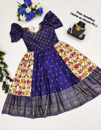 navy blue gown - soft zari silk with foil work with zari weaving | inner - micro cotton  fabric weaving work ethnic  