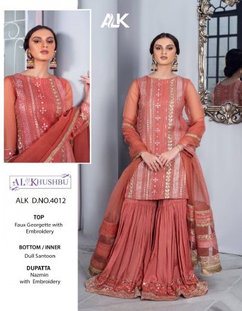 gajri top - georgette with heavy embroidered | bottom - dull santoon with embroidery patch | dupatta - butterfly net with heavy embroidered | inner - dull santoon  fabric embroidery work ethnic 