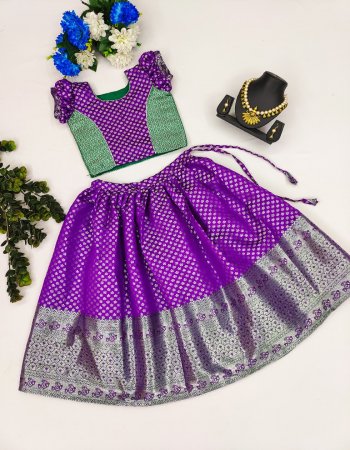 purple blouse - zari weaving stitched blouse | lehenga - soft multi weaving cotton silk with zari design | inner - micro cotton ( lehenga & blouse )  fabric weaving work party wear 