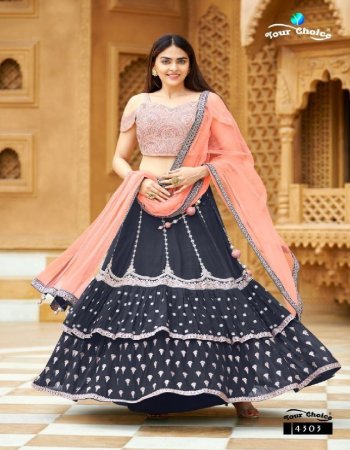 navy blue top & bottom - blooming georgette with glass hand work and ken ken skirt | dupatta - net with embroidery border ( free size stitched )  fabric embroidery work casual 