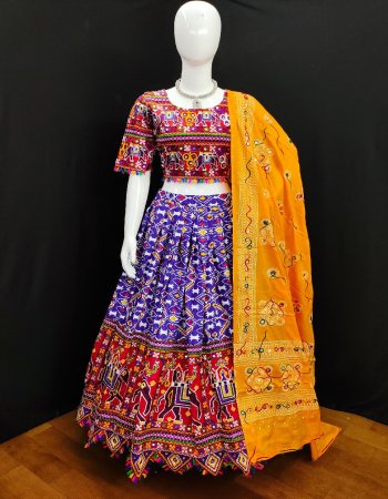 navy blue blouse - soft rayon with colorful thread work ( fully stitched ) | inner - micro cotton | lehenga - heavy rayon with multi layer lace work  | dupatta - soft printed designer dupatta with mirror work  fabric thread work work casual 