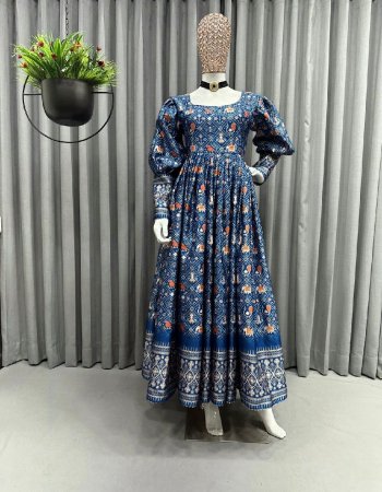 navy blue gown- gota zari with inner digital printed | size - m ( 38 ) | l ( 40 ) fabric digital printed work ethnic 