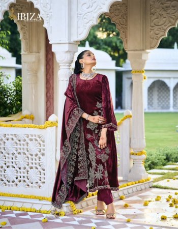 maroon shirt - pure munich viscose velvet the front of the shirt is embelished with with a designer and stunning heavy embroidery work the designer style work in front is an epitome of fancy work the delicate embroidery work on sleeves add a touch of grace | dupatta - the dupatta is crafted from pure viennese viscose velvet the delicate embroidery work at four sides of dupatta | trousers - pure romanian pashmina the warm and stylish trousers have matching colors with the shirt creating a harmonious look fabric embroidery work casual 