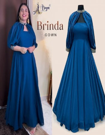 blue gown - heavy fox georgette | koti - heavy fox georgette | inner - crep  fabric embroidery work casual 