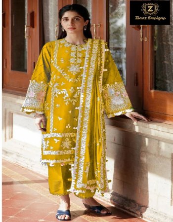 yellow top - georgette self embroidery ( semi stitched ) | inner & bottom - santoon ( unstitched ) | dupatta - georgette embroidered  fabric embroidery work casual 