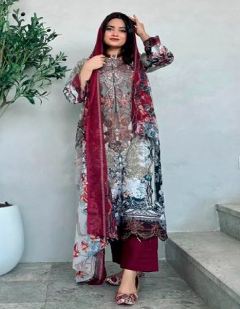red top - pure cotton printed with embroidery | bottom - semi lawn | dupatta - cotton mal ( pakistani copy ) fabric printed work party wear 