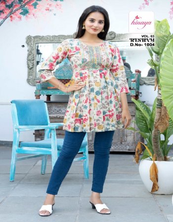 white rayon printed 14kg with trendy western rayon prints tunic tops | length -  32 - 34 fabric printed work casual 