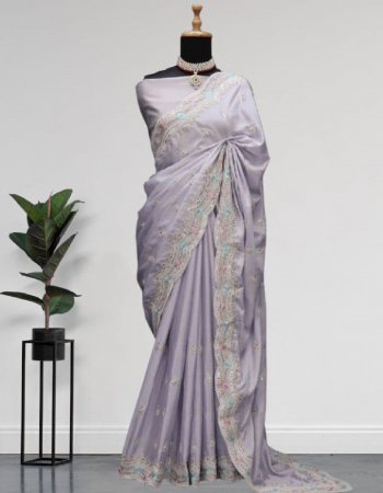 purple chinon silk diamond work | blouse - mono banglory silk ( unstitched ) fabric thread sequance  work party wear 