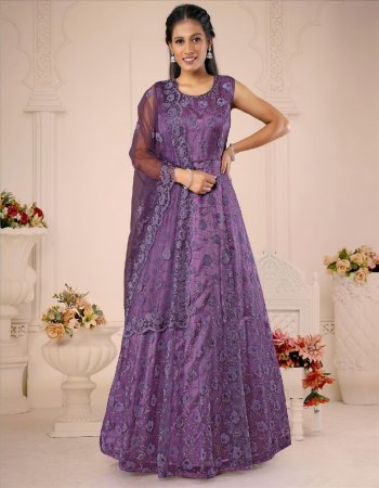 purple gown - linning butter crepe | gown work - embroidery and beads work + zarkan handwork neck | dupatta - butterfly net with embroidery and cut work | size - 2.4m x 40 